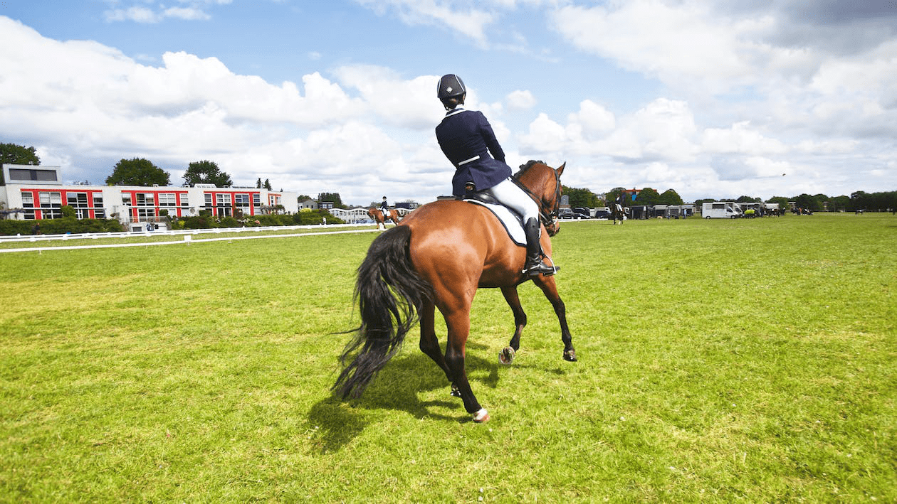 A person falling off a running horse