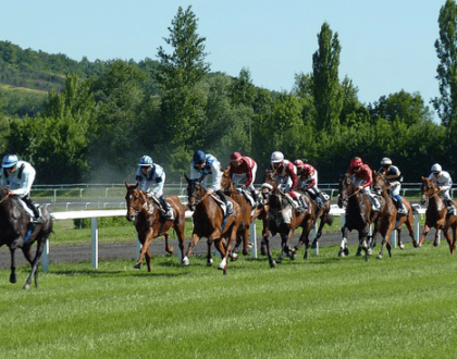 Jockeys during a horse race